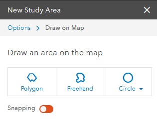 New Study Area pane with drawing tools New Study Area pane with drawing tools
